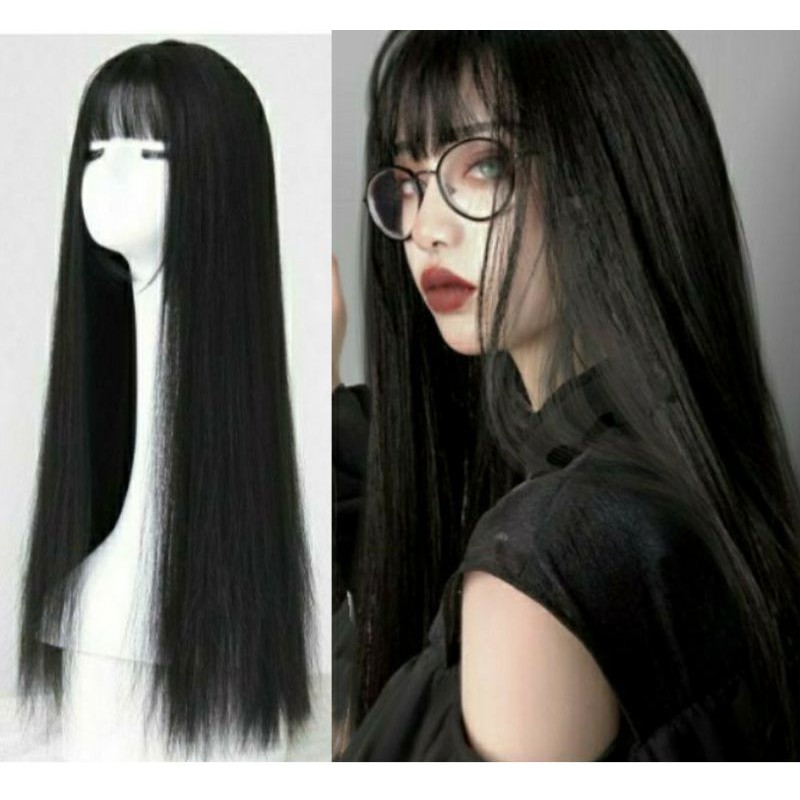 [Sẵn] Wig/Tóc giả nguyên đầu teen/lolita/cosplay đen dài thẳng siêu hot Z7007 màu đen [Miu Cosplay]