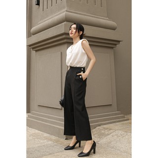 Quần Tây Đen Phối Nút Hai Bên - HOO DESIGN