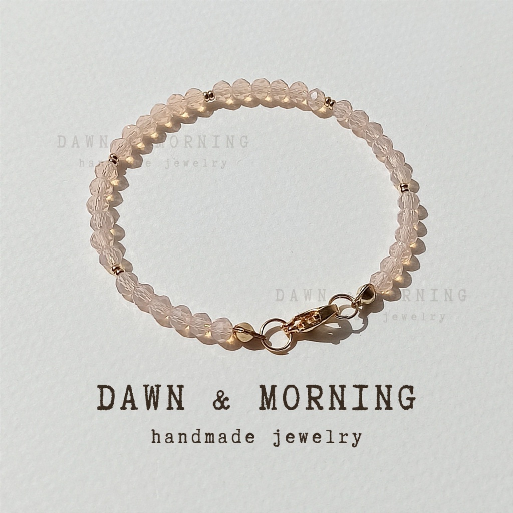 Hồng Carven ~4mm - Vòng tay nữ thủ công Dawn & Morning từ hạt pha lê thủy tinh giả ngọc phong cách Ins, tinh tế và nữ tí