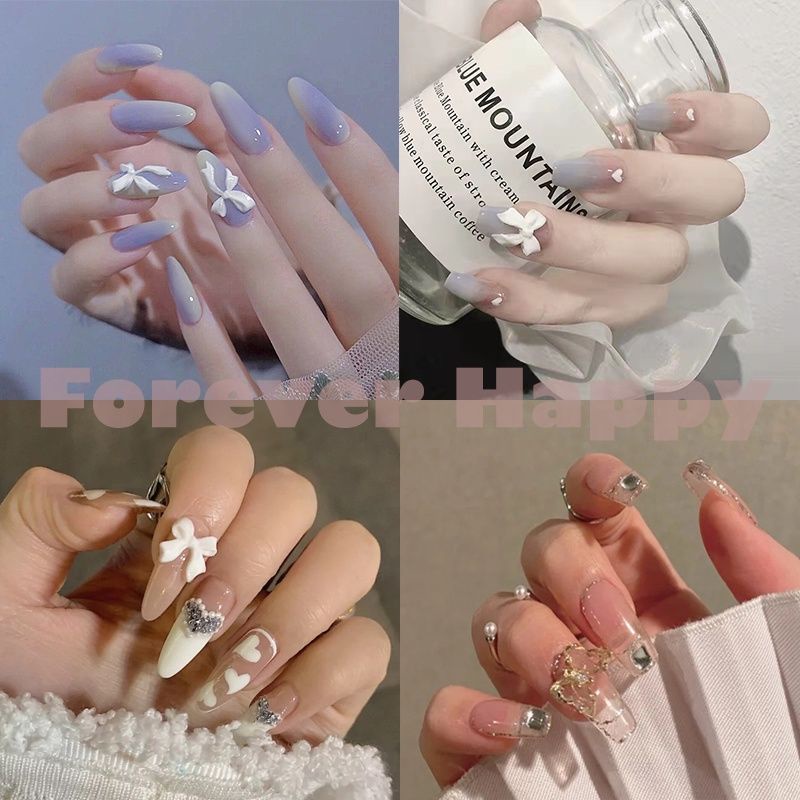 24 Móng tay giả đính đá có sẵn keoo oi