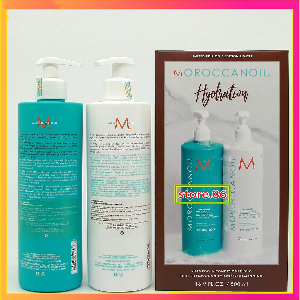 Dầu gội Moisture Hydrat MOROCCANOIL dưỡng ẩm phục hồi tóc khô sơ,mềm mượt cặp gội xả MOROCCANOIL chính hãng 500ml