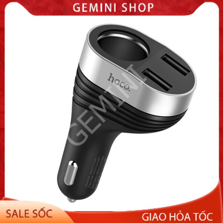 Tẩu Sạc hiển thị đèn Led Chia Cổng Ô Tô Hoco cao cấp Z29 màu đen GEMINI SHOP