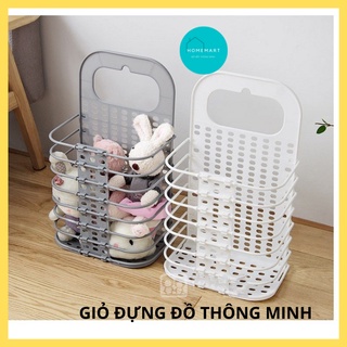 Giỏ nhựa để quần áo gấp gọn/ Giỏ nhựa treo tường gấp gọn