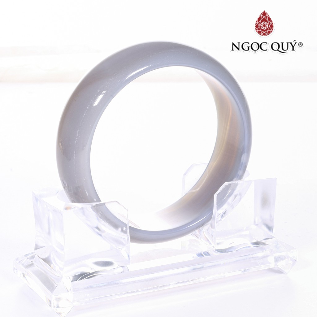 Vòng tay mã não lông chuột liền khối bản hẹ dày - Ngọc Quý