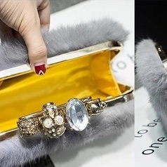 Hàng Có Sẵn Túi Xách 100% Lông Thỏ Thật Handmade Túi Đeo Chéo Da Pu Phối Khóa Kéo Thời Trang Dự Tiệc Cho Nữ