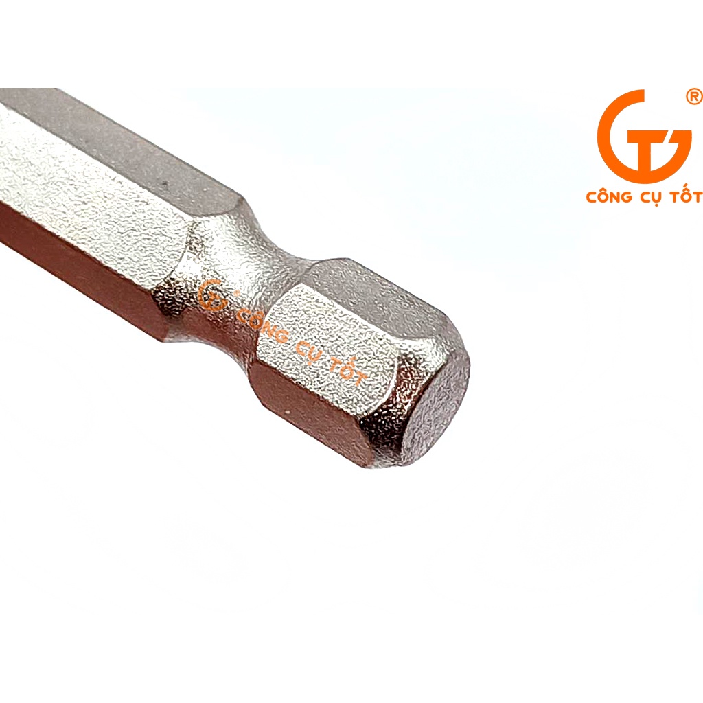 Vỉ 5 đầu bắt vít tam giác  chuôi lục thép S2 xi trắng 1.8-3mm dài 50mm