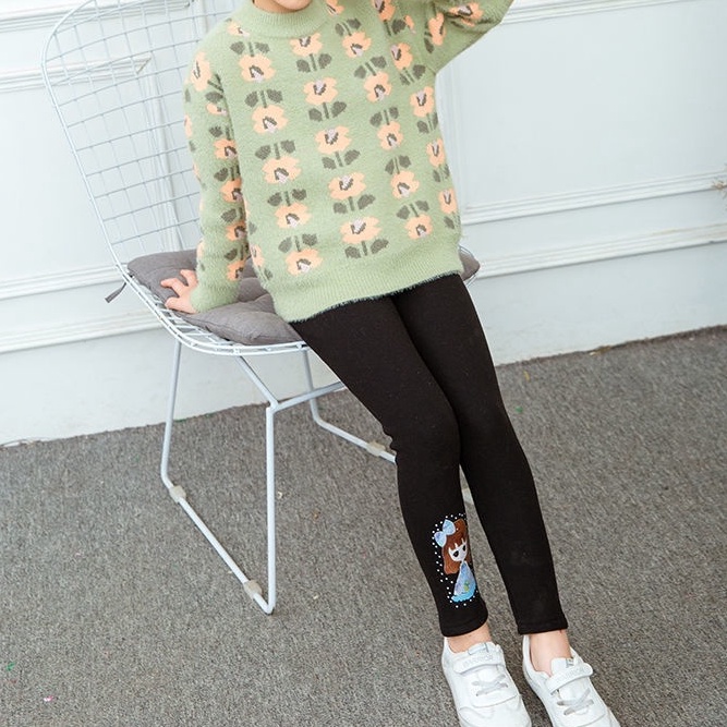 Quần legging Elsa dài thu đông cho bé gái, legging dày dặn lót bông