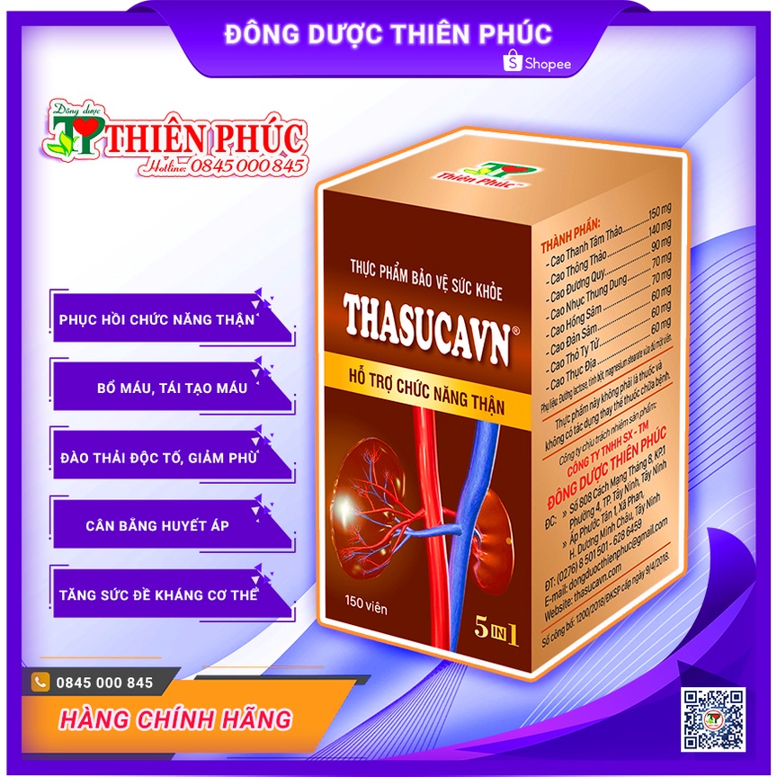 THASUCAVN (Hộp 150 viên) – BỔ THẬN VÀ PHỤC HỒI CHỨC NĂNG THẬN - HỖ TRỢ ĐIỀU TRỊ BỆNH SUY THẬN MẠN