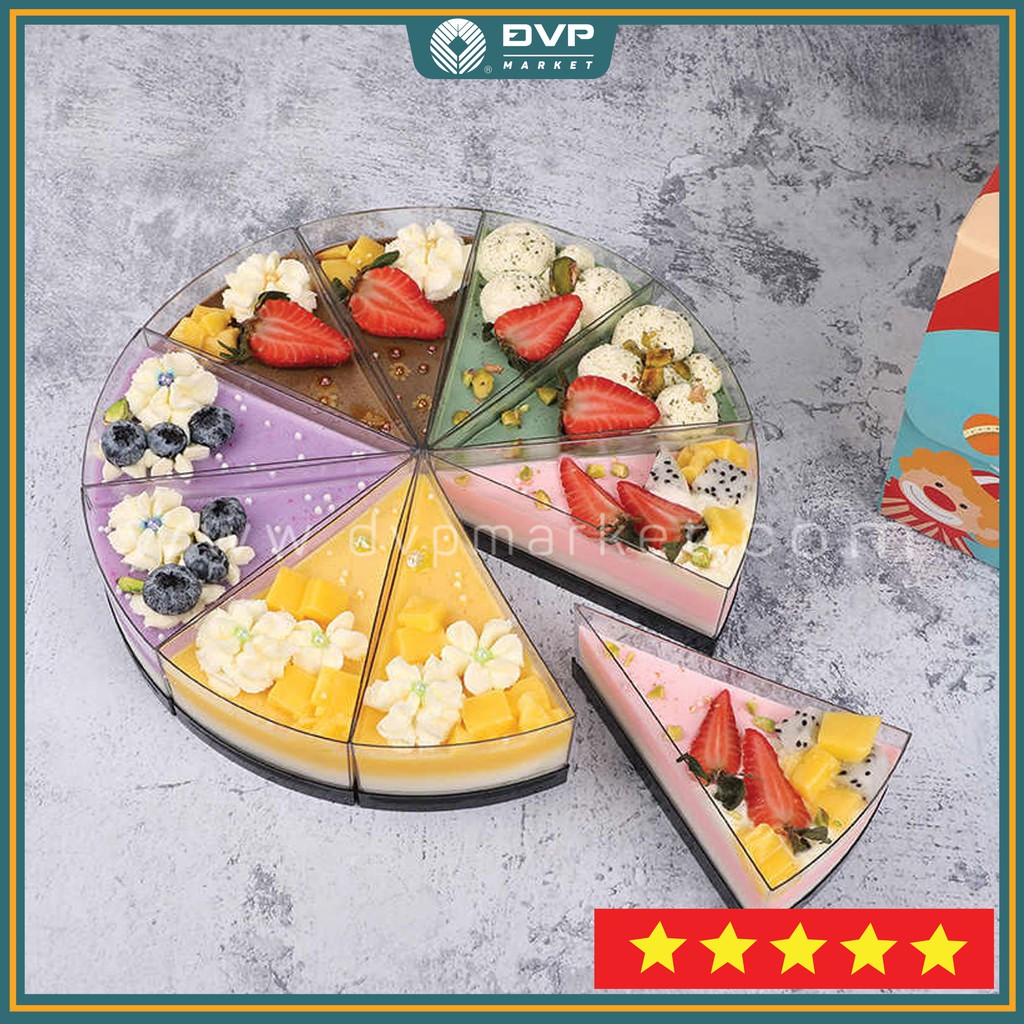 Hộp Nhựa Đựng Bánh Mousse Hình Tam Giác Kích Thước 11.7*7.3*4.8cm (10c Kèm Nắp) LC48 - Đại Vạn Phát