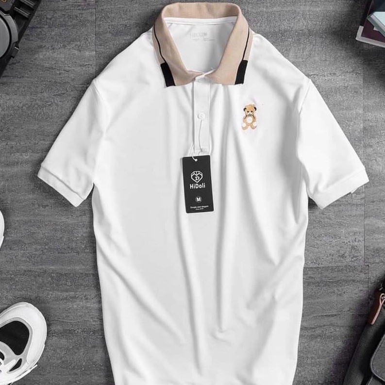 Áo polo nam đẹp thêu gấu ngắn tay, áo thun nam cá sấu cổ bẻ mặc mùa hè ARU SHOP