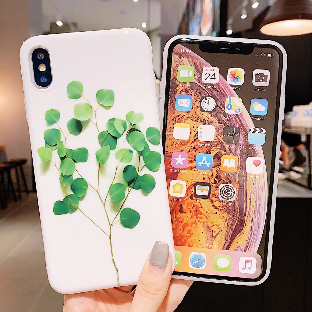 Vỏ điện thoại hình lá chuối mùa hè để làm vỏ cho iPhone 11 pro max 7 8 6 Plus X XR XS Max SE Lá phong cách Retro Ốp lưng silicon TPU mềm