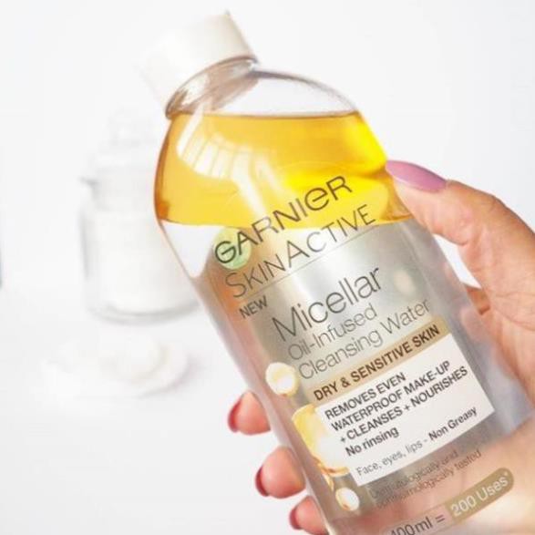 Nước tẩy trang garnier pháp 400ml, 125ml dầu vàng nắp trắng | BigBuy360 - bigbuy360.vn