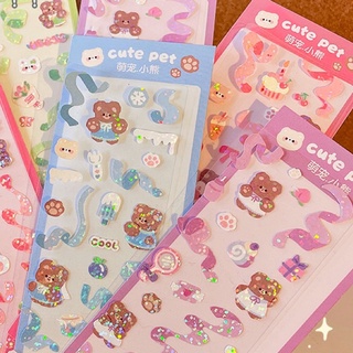 Zanmo tấm hình dán sticker gấu ruy băng dễ thương phong cách hàn quốc decor toploader