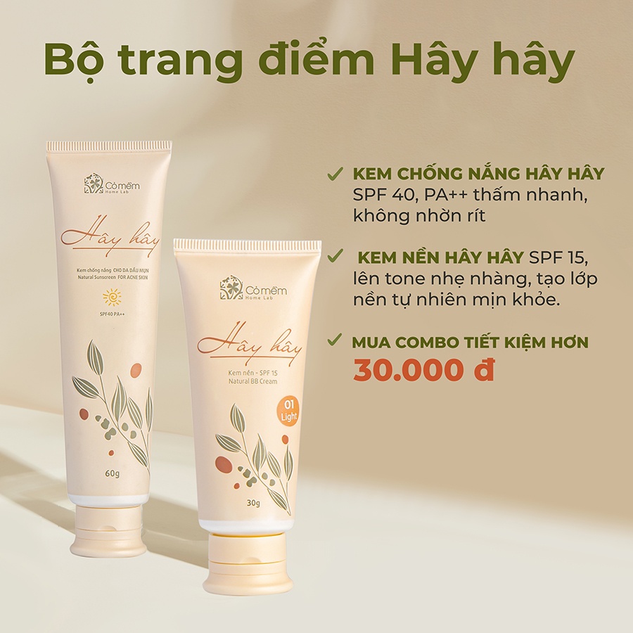 Bộ Trang Điểm Tự Nhiên 2 Bước Hây Hây Cỏ Mềm 90g