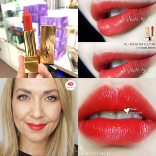 Son YSL Rouge Pur Couture màu 74 Orange Electro sắc đỏ cam tươi tắn dòng satin mềm môi nhiều dưỡng