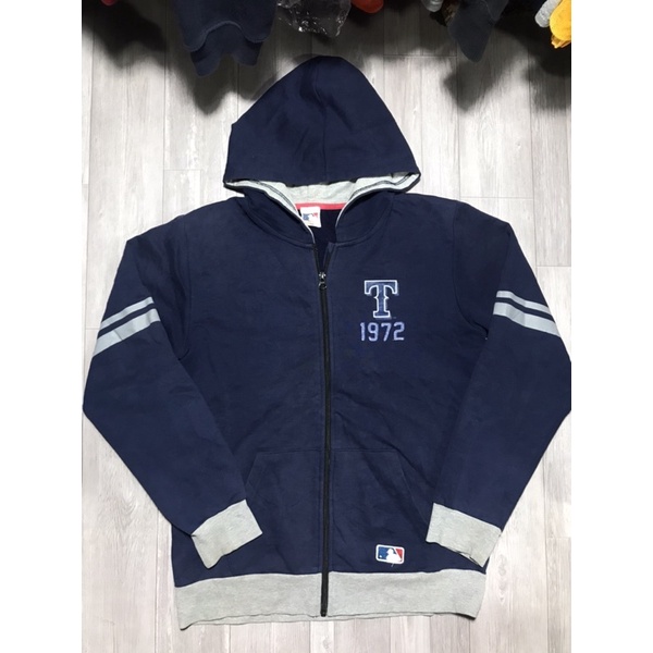 Áo khoác nỉ nam nữ hiệu MLB màu xanh Navy size M ( 64x50)