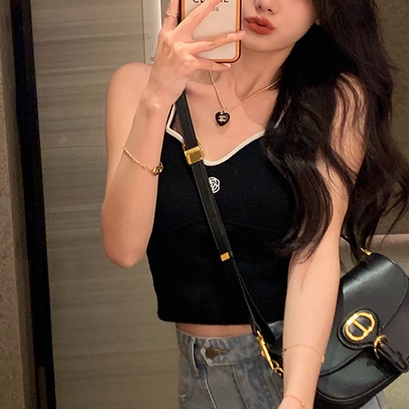 Áo Dệt Kim Hai Dây Thêu Hoa Trà Thời Trang Mùa Hè Cho Nữ