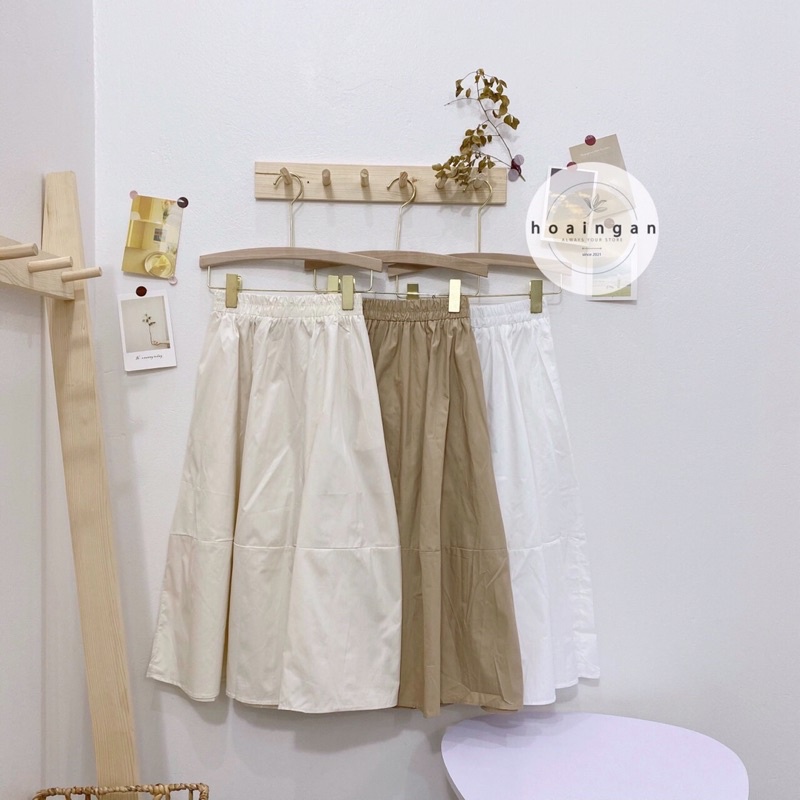 Chân váy thô chun cạp trơn