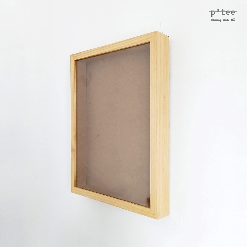 Khung ảnh hộp 30x40 cm B2 Dày 5cm - Khung hình gỗ thông mặt kính trang trí 3D tiêu bản handmade Woodframe By P'Tee