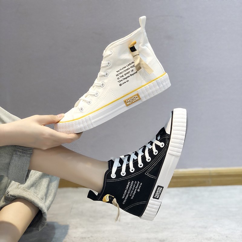 IELGY high-top canvas shoes women's white casual sports