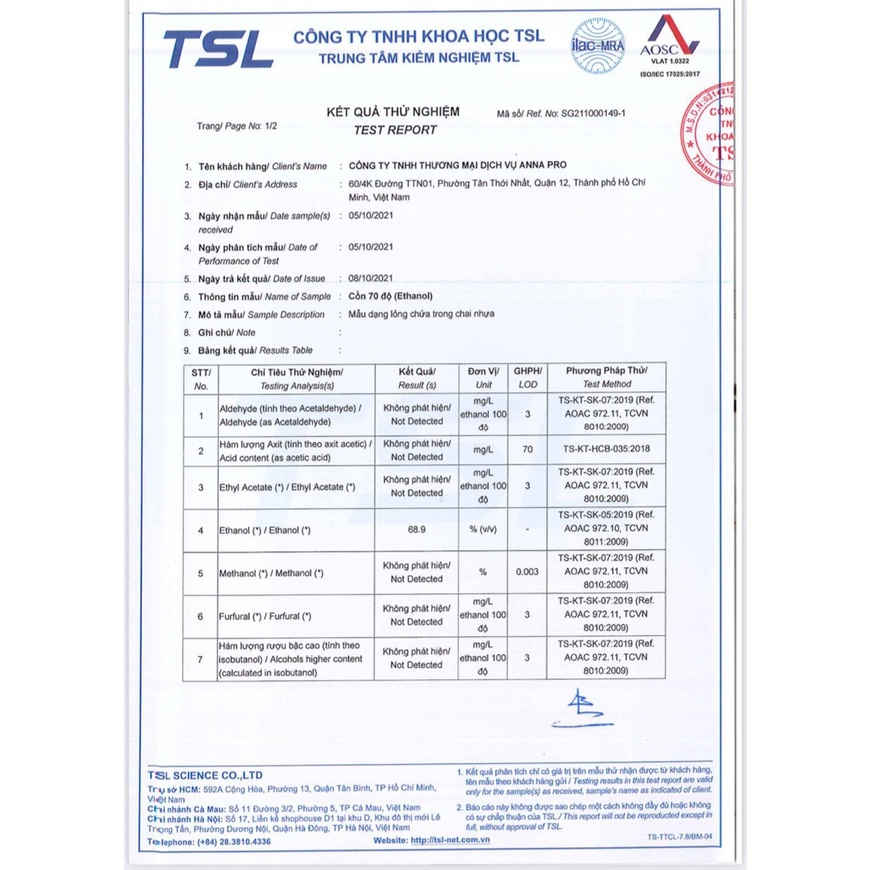 (HỎA TỐC) CỒN Y TẾ 70 ĐỘ CAN 5L  ANNAPRO, SÁT KHUẨN RỬA TAY TRỨC TIẾP, HÀNG CHÍNH HÃNG CÓ GIẤY TỜ KIỂM NGHIỆM