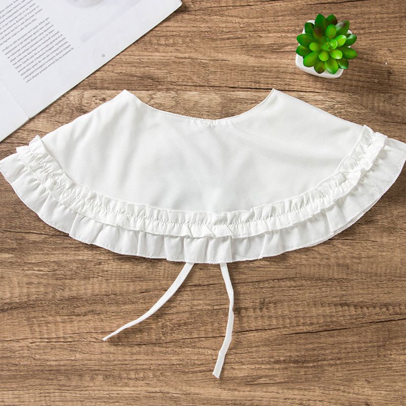 Áo Sơ Mi Cổ Búp Bê Hai Lớp Đính Nơ Ruy Băng Màu Trơn Phong Cách Lolita Dành Cho Nữ Sha