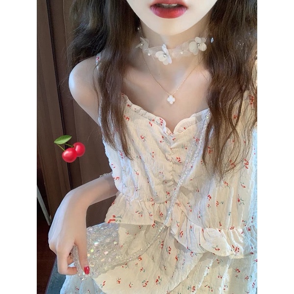 Váy hai dây hoa nhí đỏ mùa hè •Lynhcloset.10•