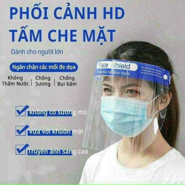 * Chuyên sản xuất cung cấp sỉ và lẻ toàn quốc * Tấm chắn giọt bắn face shield có dây đeo cao cấp trong suốt