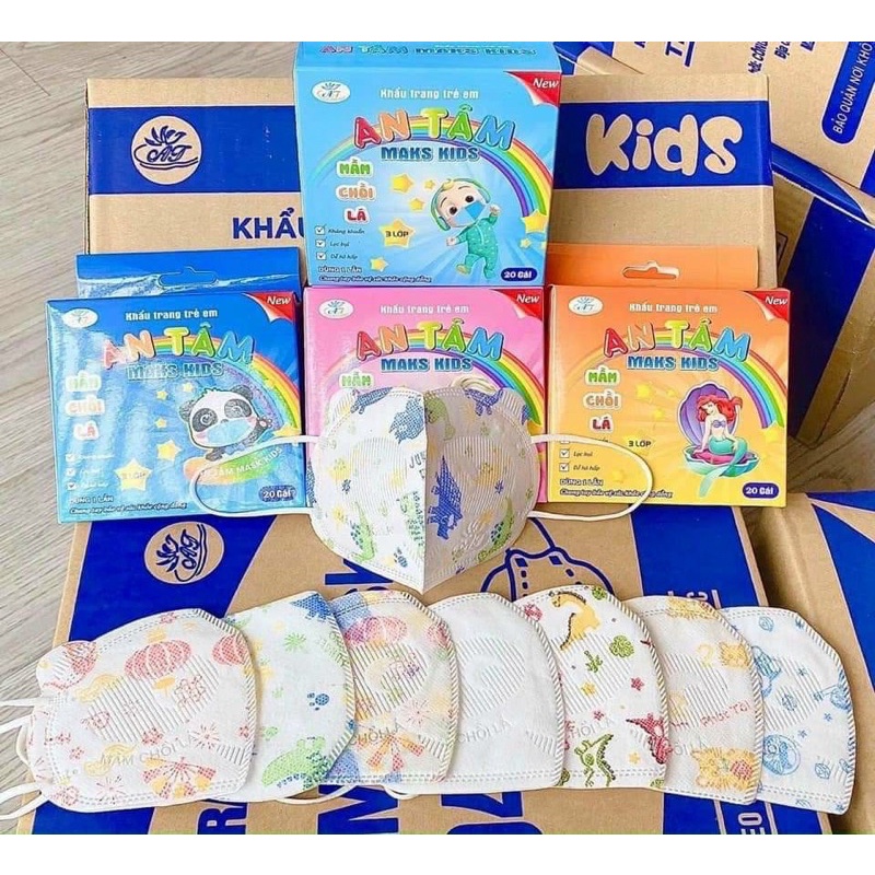 Combo 20c Khẩu trang Gấu Mầm Chồi Lá chính hãng An Tâm Kids Cho Bé từ 1-5 Tuổi