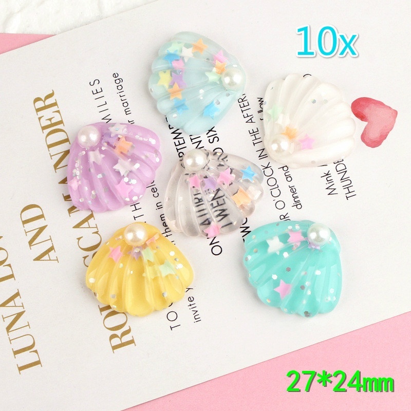 Set 10 phụ kiện trang trí ốp điện thoại hình vỏ sò