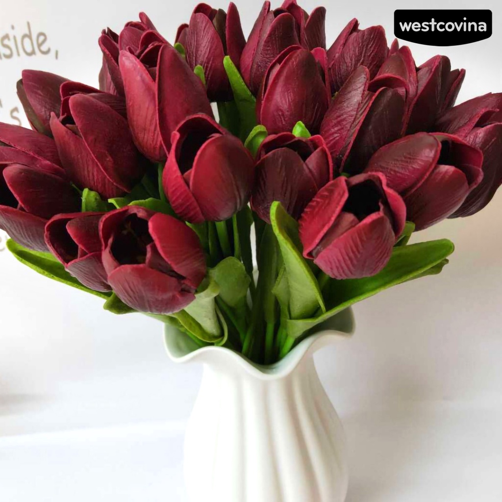 Bộ 10 hoa tulip nhân tạo dùng làm phụ kiện chụp ảnh/đám cưới