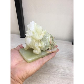 Cặp Tỳ Hưu đá Hoàng Long, đá Ngọc Xanh có đế