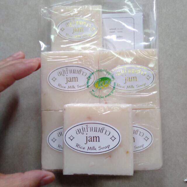Xà phồng gạo Jam Rice Milk Soap Thái Lan (1 vuông)