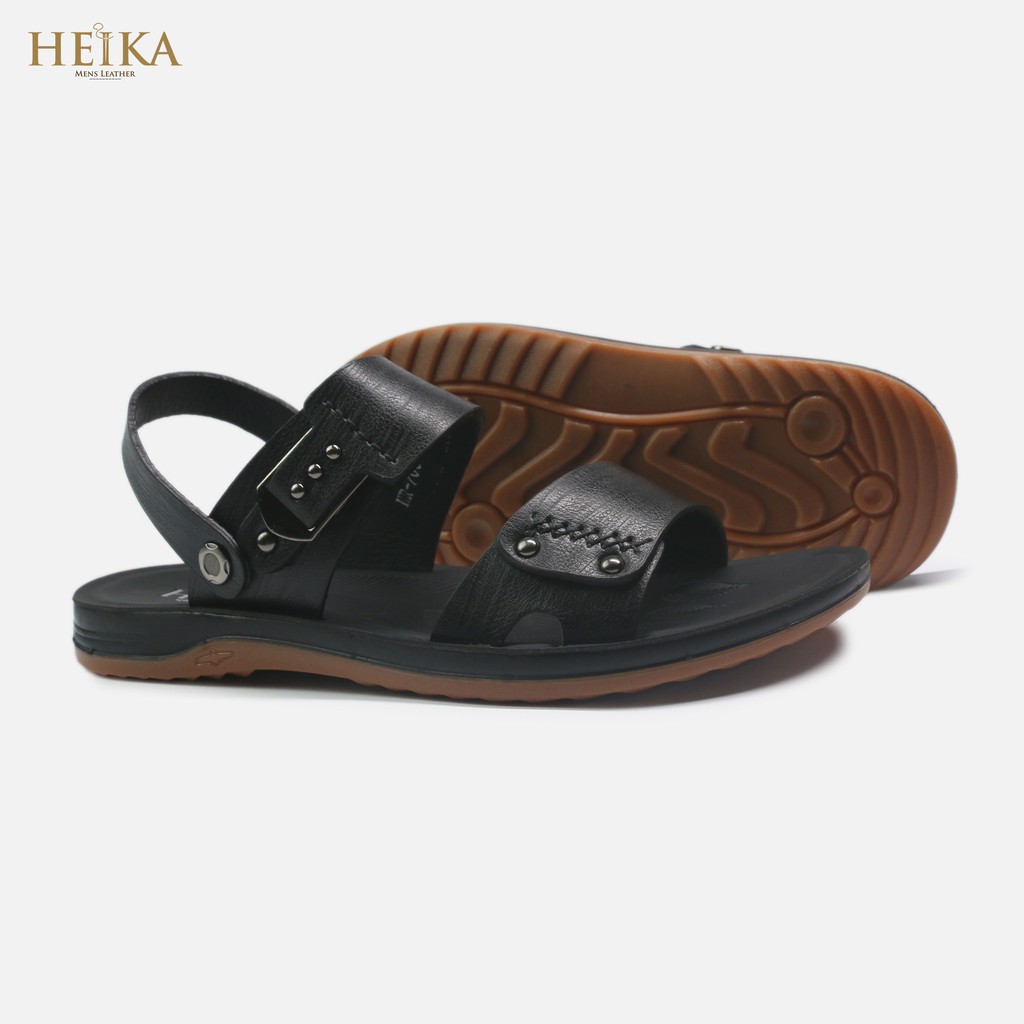 Sandal da bò- dép da nam da bò thật 100% kết hợp đế kếp cực đẹp khâu may chân quai siêu chắc chắn thương hiệu Heika