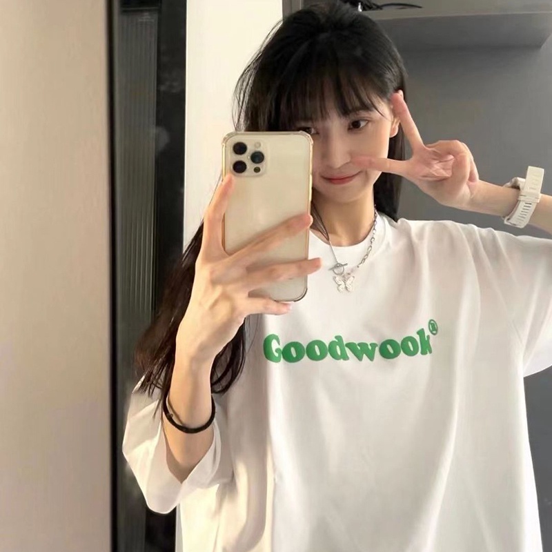 Áo Thun Trắng Tay Ngắn Dáng Rộng Phong Cách Hàn Quốc Dễ Phối Đồ Thời Trang Cho Nữ