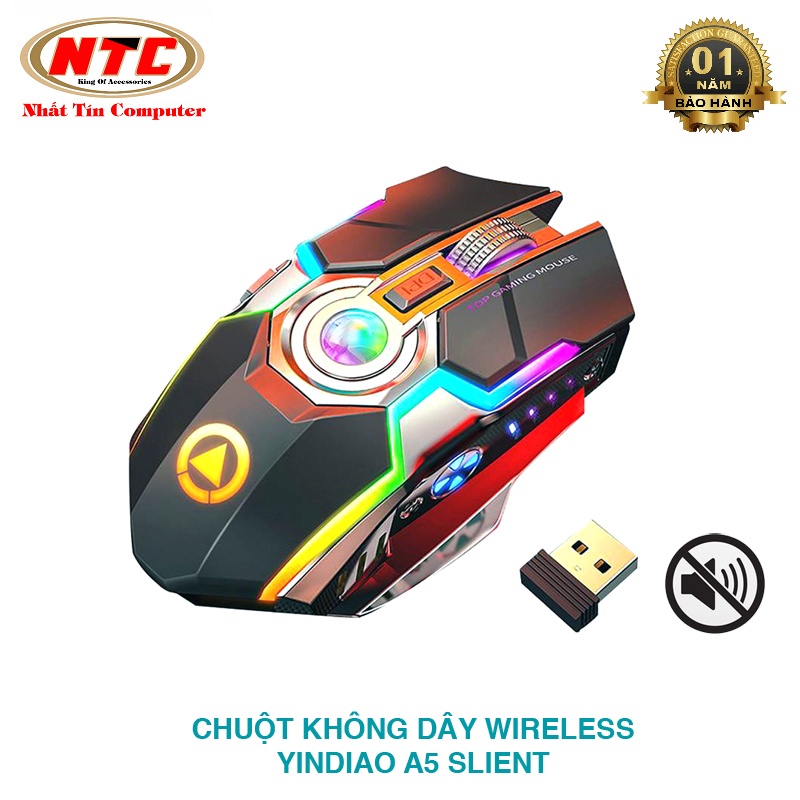 Chuột không dây wireless Yindiao A5 pin sạc led RGB - phiên bản Silent không tiếng click (Đen) Phụ kiện 1986