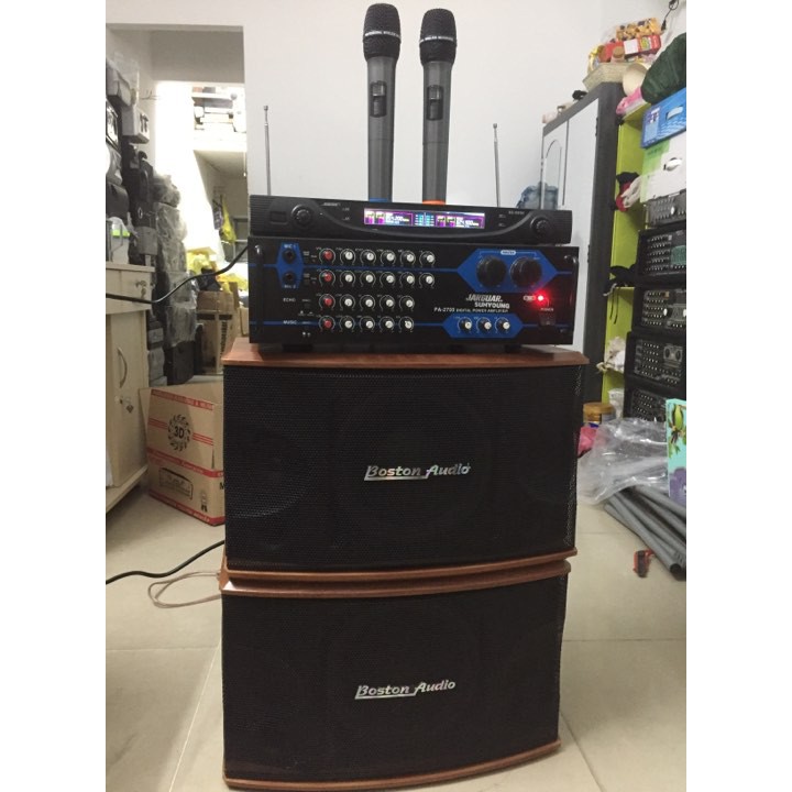 Dàn âm thanh, hát karaoke Boston tặng cặp mic ko dây