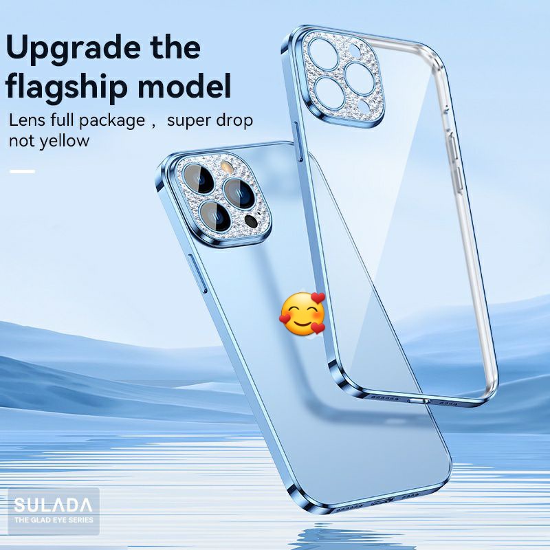 Ốp lưng SULADA lưng nhám viền màu cụm camera đính đá bảo vệ cho iPhone 14 Pro Max/ 14/  11/ 12Promax/13/13Pro/13ProMax