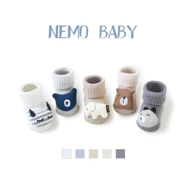 Tất trẻ em len tăm Nemo Baby cổ dài chống trơn trượt 100% cotton cho bé