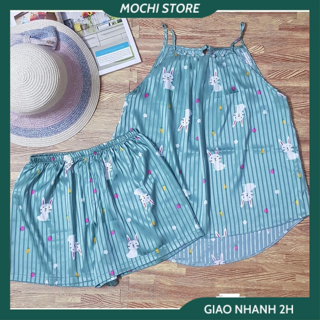 Đồ Mặc Nhà, Đồ Bộ, Bộ Yếm Nữ Quần Sọc Nhiều Họa Tiết Chất Satin Lụa Cao Cấp Form Dáng Dưới 60kg Mặc Vừa. | BigBuy360 - bigbuy360.vn