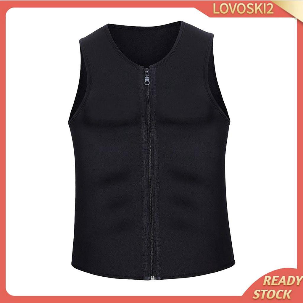 Men Zipper Sauna Sweat Trainer Vest Neoprene Yoga Thermal Body Shaper S