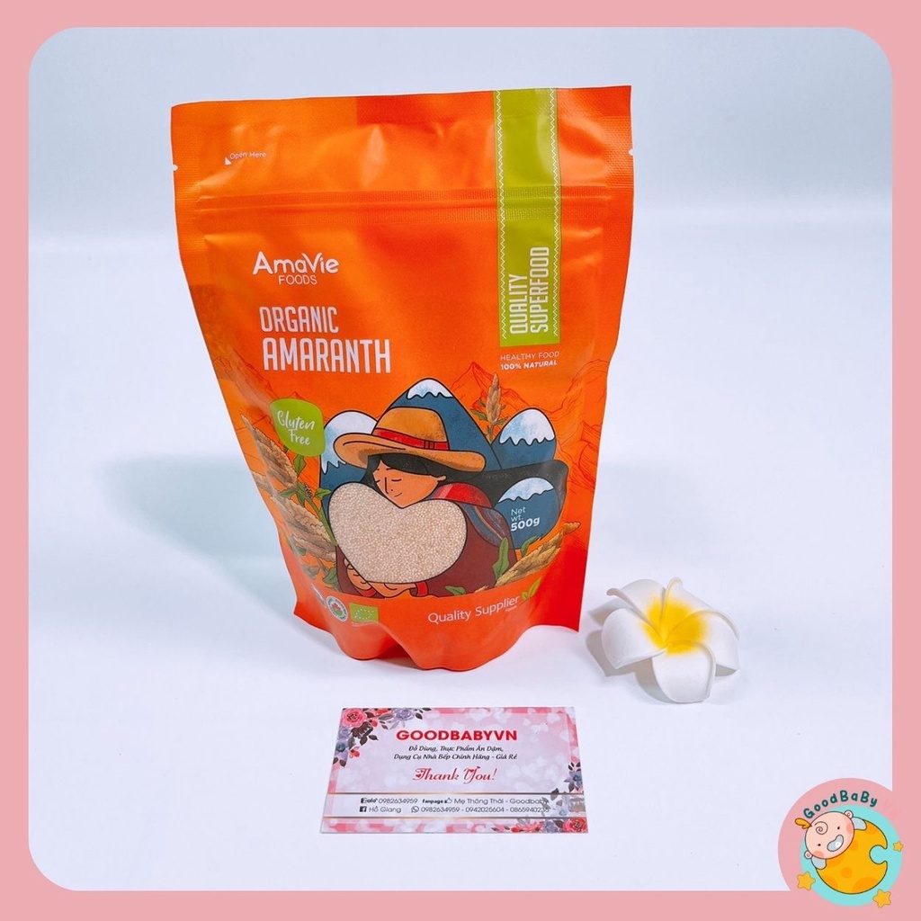 Hạt dền Amaranth hữu cơ cho bé AMAVIE FOODS 500g/100g Goodbabyvn