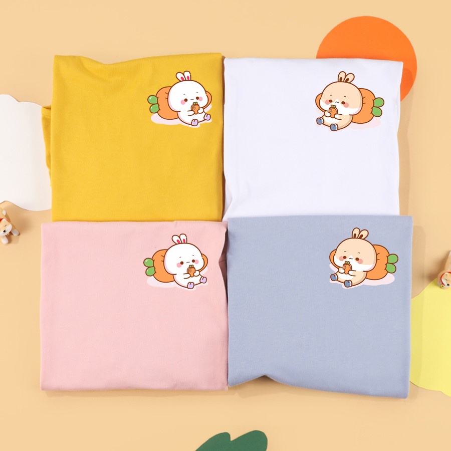 Áo thun tay lỡ, áo thun unisex GOM, áo thun form rộng dễ thương thỏ carot