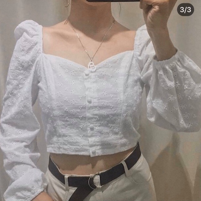 ÁO CROPTOP XÔ REN TAY BỒNG CHẤT ĐẸP