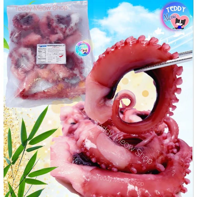 Teddy Meow - Râu Bạch Tuộc Nhật Bản Nissi Cao Cấp Gói 1kg Siêu Giòn Ngon, Ngọt Thịt, Chất Lượng Cao, Đông Lạnh