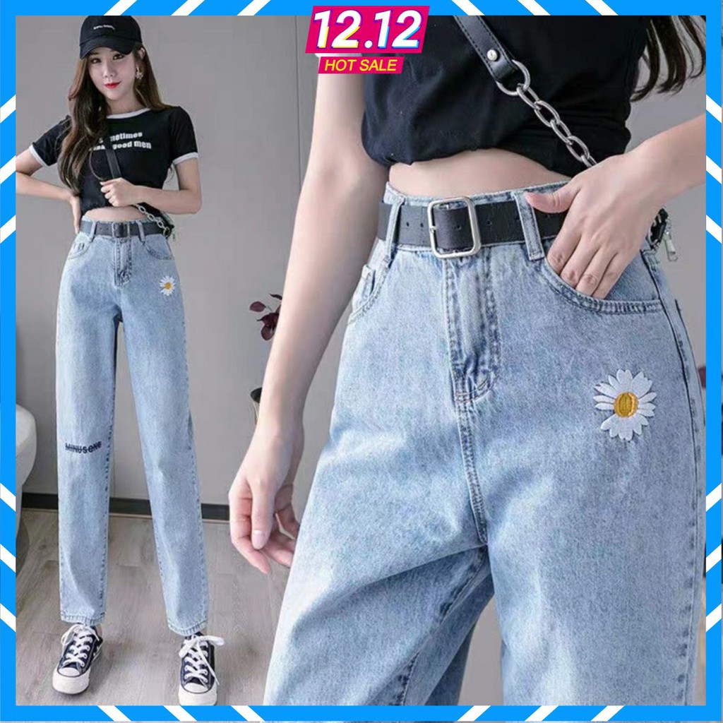 MQ Fashion - Quần baggy Nữ ống rộng form lưng cao 2 nút siêu Đẹp, wash rách cá tính - New trend 2021 | BigBuy360 - bigbuy360.vn