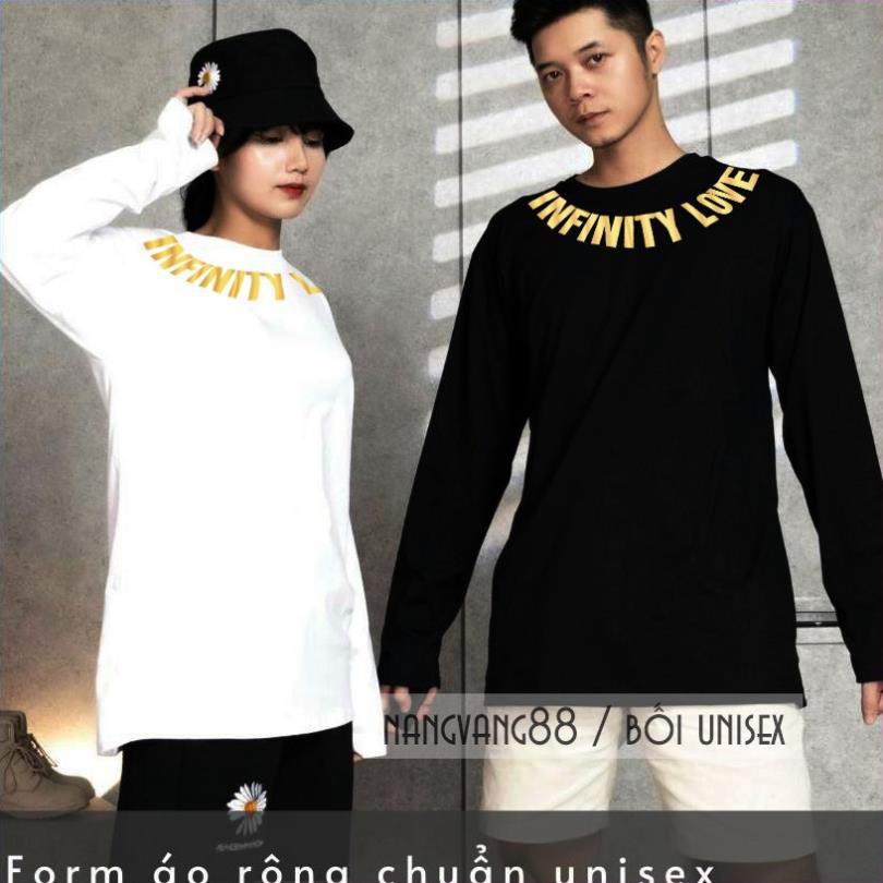 Áo Thun Dài Tay Thời Trang [ Tình Yêu Vô Hạn, Infinity Love ] Vàng Ánh Kim Nam Nữ Unisex