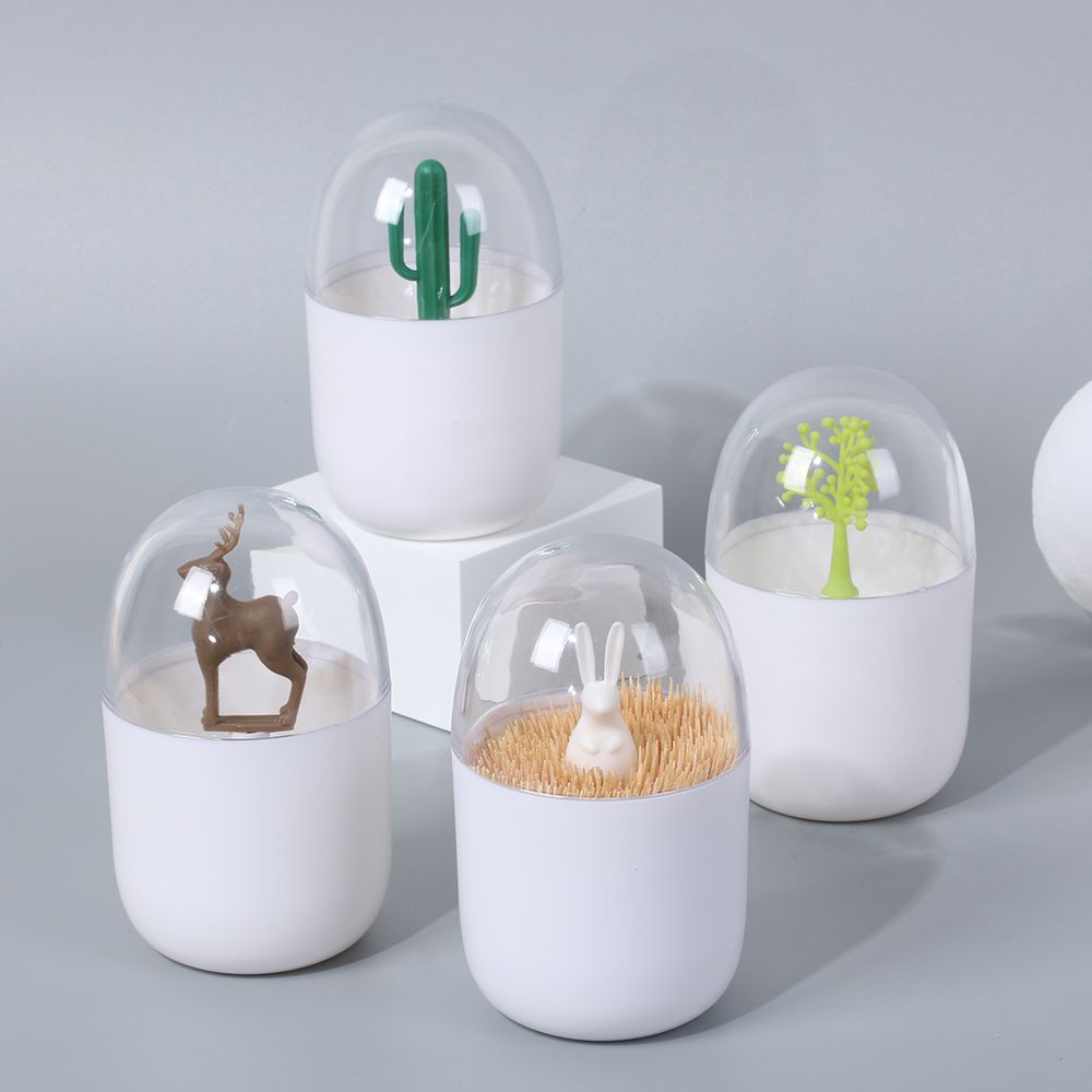 Hộp đựng tăm bông / tăm xỉa răng làm từ nhựa hình thỏ / cây xương rồng để bàn trang trí nhà cửa