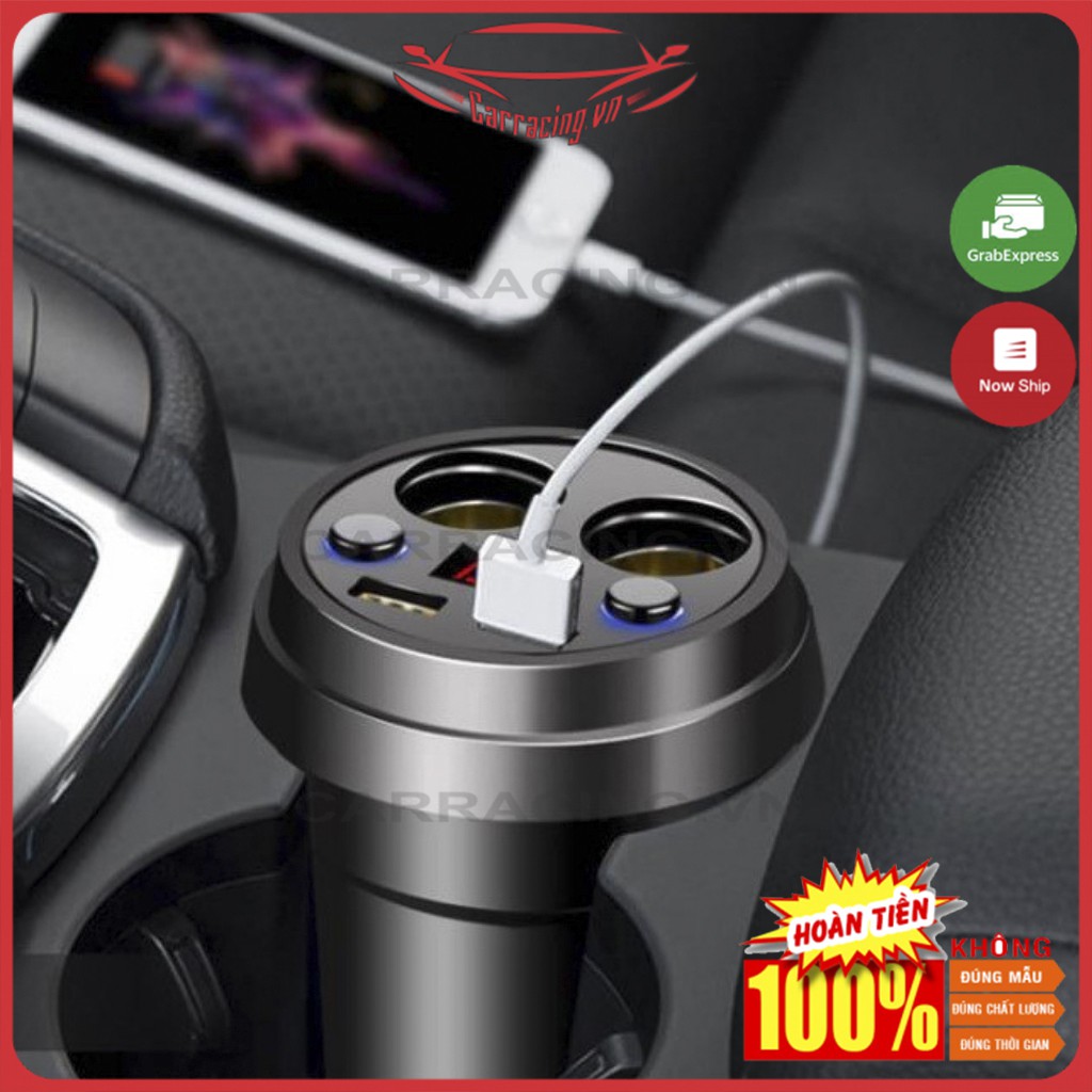 Tẩu Sạc Ô TÔ CARRACING Cốc chia sạc TRÒN nhanh chất lượng cao (2 tẩu tròn 2 USB) bảo hành 6 tháng - Đèn Led báo Vol | BigBuy360 - bigbuy360.vn