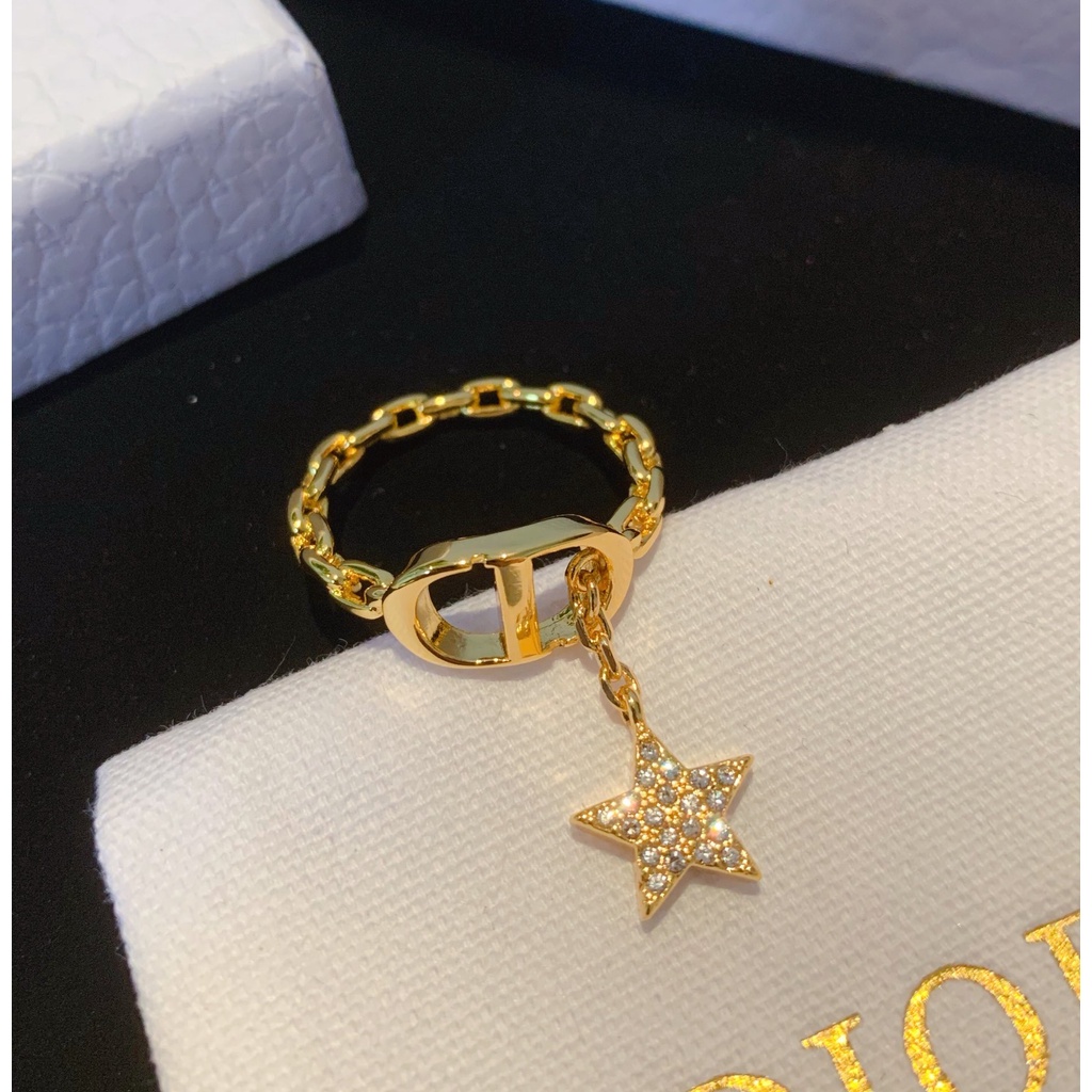 Nhẫn kim loại Dor 2021 gắn CD hình ngôi sao năm cánh thời trang cho nữ